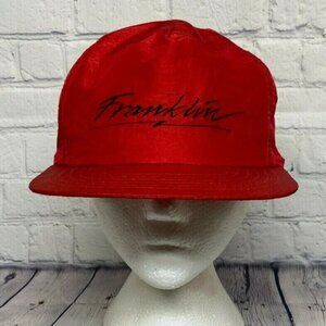 Vintage Hat Cap Snapback Red Franklin Script Tucker Embroidered Logo Adjustable
